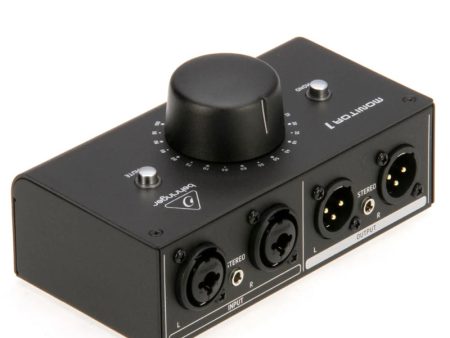 Behringer MONITOR1 Premium Passive Stereo Monitor and Volume Controller 10W with 2 High-Quality 1 4  TRS XLR Combo Inputs, 3.5mm (1 8 ) Stereo Input, Large Level Knob, Mute & Mono Buttons for Pro and Project Studios Online