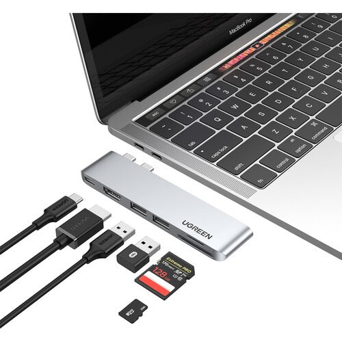 UGREEN 6-in-2 USB C HUB Thunderbolt 3 for MacBook Pro & Air with PD 100W Type C Fast Charging, 40Gbps High-Speed Data Transfer, and 6K Video Output with 4K UHD HDMI, USB 3.0 5Gbps, and SD   TF Memory Card Reader Online Sale