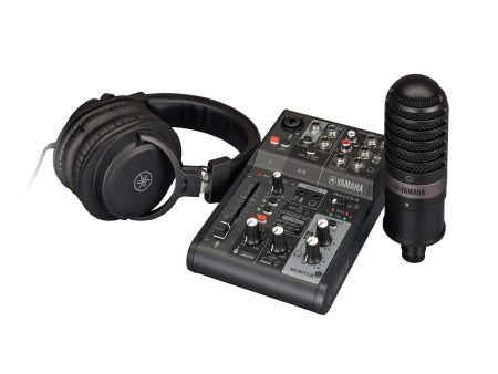 [CLEARANCE] Yamaha AG03 MKII Mark II 3-Channel Livestream Set Pack Bundle with Multipurpose Mixer USB Audio Interface, YH-MT1 Monitoring Headphones, and YCM01 Condenser Microphone for Audio and Music Recording and Production | AG03 MK2 PACK Supply