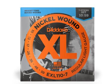 D Addario XL Nickel Wound 10-59 Regular Light Electric Guitar Strings Set (EXL110-7) with Bright Tones (Light Gauge) for Musicians and Singers Online now