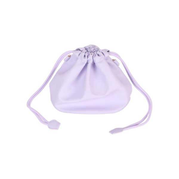 [CLEARANCE] Pikxi Elegant Universal Drawstring Leather Carrying Pouch Bag with Brass Chainlink Strap, and Water Resistant Lining - Bright Pink, Clay White, Lilac Purple, Mint Green, Pastel Blue For Cheap