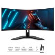 GIGABYTE G34WQC 34  1440p QHD Curved Gaming Monitor with 144Hz Refresh Rate, AMD FreeSync Premium Compatible, 8-bit DCI-P3 Vesa HDR LCD Display and Built-in Stereo Speakers | GP-G34WQC-AP For Discount