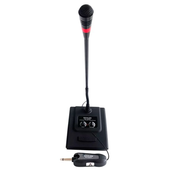 KEVLER CM-300W Supercardioid Condenser Conference Wireless Gooseneck Microphone with Receiver, Volume Control, AUX Input and Record and Chime Function for Paging, Meetings and Public Speaking Online