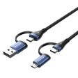 Vention 100W PD 4-in-1 USB Type C Fast Charging Data Cable with USB A and Micro USB Adapter, 480Mbps Transmission Rate for Android Smartphone, Tablet, Laptop, PC - 1   1.5   2 Meters Supply