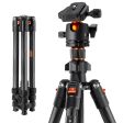 K&F Concept K254C2 K-Series 64  Carbon Fiber Lightweight Travel Tripod with 36mm Metal Ball Head, 8kg Load Capacity and QR Quick Release Plate for DSLR Cameras KF09-123 Fashion