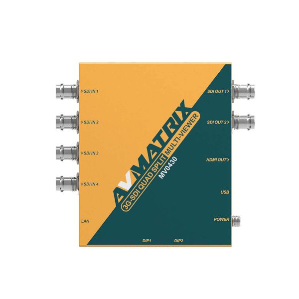 AVMatrix MV0430 4 Channel 3G-SDI Split Multiviewer with SDI & HDMI Output, 11 Output Formats Selectable Up to 1080p 60Hz, 16 Preset Layouts, Easy Control over DIP Switches, LAN & USB Port, PC Software and USB Keyboard Control Methods Hot on Sale