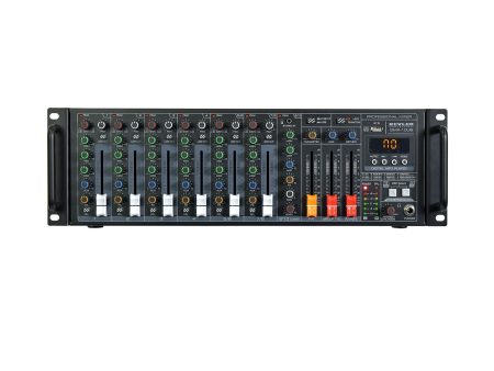 KEVLER GMX-10UB 350W 10-Channel Professional Power Amplifier with Built-In USB Port   MP3 Playback and Record   Bluetooth Function, 3 Band Channel EQ and LCD Display, 6 Mic Line   3 Stereo I O, AUX In Out and DSP Effects Controls For Sale