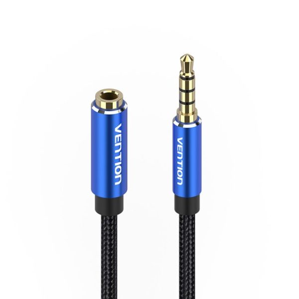 [CLEARANCE] Vention TRRS 3.5mm Male to Female Audio Extension AUX Cable Aluminum Type Alloy Cotton Braided for Speakers, Laptops, MP3 and DVD Players, TV (Black, Blue) (0.5M, 1M, 1.5M, 2M, 3M, 5M) | BHC Online Hot Sale