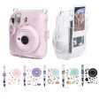 Pikxi 3-in-1 Clear Instant Camera Case for FUJIFILM Instax Mini 12 Film Cameras with Cartoon Patch Sticker Set and Body Strap - Available in Blossom Pink, Pastel Blue, Clay White, Lilac Purple, and Mint Green Color Online Hot Sale