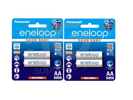 Panasonic Eneloop BK 3MCCE 2BT AA Rechargeable Battery Pack of 2 (White) x2 Online now