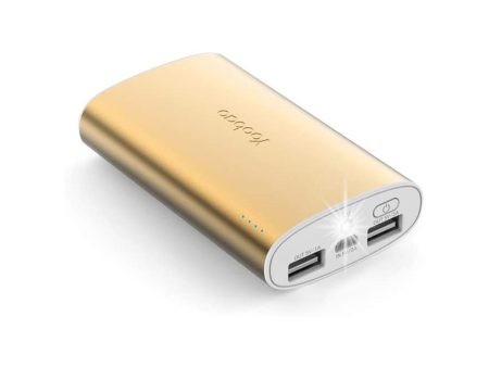 Yoobao 6013 Pro 10200mAh Magic Wand Powerbank with LED Torch, Dual Port Charger and Micro USB Cable for Smartphones and Tablets (Gold) Cheap