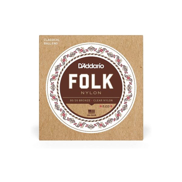 D Addario Folk Nylon 80 20 Bronze   Clear Nylon Classical Guitar Strings Set with Normal Tension Ball End for Classical & Acoustic Guitars | EJ33 Online