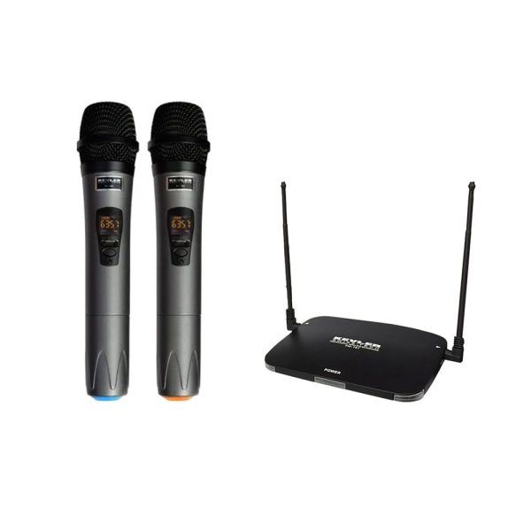 KEVLER PM-101 Dual Portable UHF Wireless Microphone with Detachable Antenna, LCD Display, 16 Selectable Frequencies and Button Control Online Sale