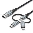 [CLEARANCE] Vention MFi 3 in 1 USB to Micro USB, Type-C, and Lightning Charging Cable for Smartphones (0.5M, 1M, 1.5M) | CQJH Cheap