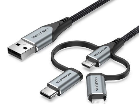 [CLEARANCE] Vention MFi 3 in 1 USB to Micro USB, Type-C, and Lightning Charging Cable for Smartphones (0.5M, 1M, 1.5M) | CQJH Cheap