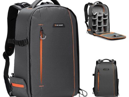 K&F Concept 18L Nature Wander 05 Waterproof Camera and Drone Backpack Knapsack fits 15.6  Laptop with Padded Dividers, Rain Cover for DSLR   Mirrorless and Other Photography Accessories | Black Orange, Dark Grey Discount