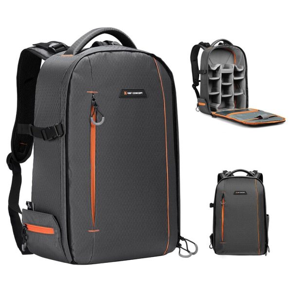 K&F Concept 18L Nature Wander 05 Waterproof Camera and Drone Backpack Knapsack fits 15.6  Laptop with Padded Dividers, Rain Cover for DSLR   Mirrorless and Other Photography Accessories | Black Orange, Dark Grey Discount