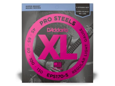 D’Addario 45 130 ProSteels Bass Guitar 5-Strings Set (Light .45- .130mm) | EPS170-5 For Cheap