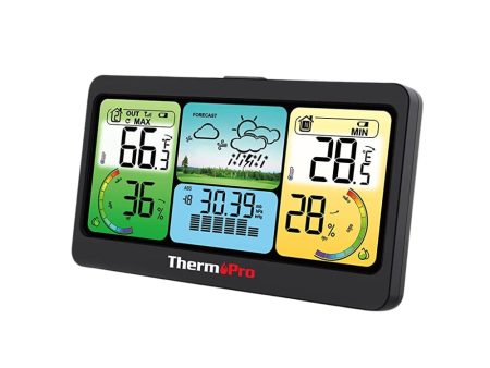 ThermoPro TP280C 1000ft Multi-Format Weather Forecast Barometer with Dual Power Supply, Rechargeable Sensor, LCD Backlight Screen, Weatherproof Digital Thermometer Online now