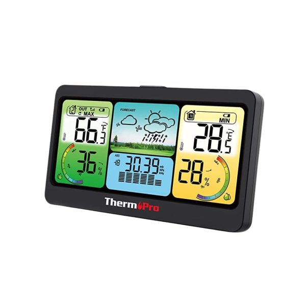 ThermoPro TP280C 1000ft Multi-Format Weather Forecast Barometer with Dual Power Supply, Rechargeable Sensor, LCD Backlight Screen, Weatherproof Digital Thermometer Online now