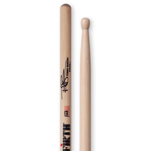 Vic Firth STB1 Terry Bozzio Phase 1 Signature Lacquer Hickory Reversed Tear Drop Tip Drumsticks with Short Taper for Drums and Cymbals For Discount