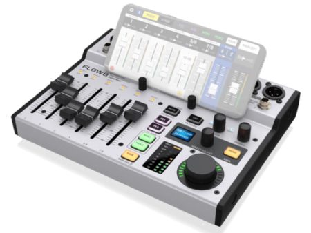 Behringer Flow 8 8-Input Digital Mixer with Bluetooth Audio & App Control, 60mm Channel Faders, 2 FX Processors, and USB Audio Interface, XLR TRS Combo Jacks Mic Line Input, 48 kHz   24-Bit Resolution, FLOW Mix Remote App for Android, iOS Cheap