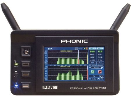 Phonic PAA6 Powerful Dual-Channel Palm-Size Audio Analyzer with Color Touch LCD, Built-in Condenser Measurement Mics, Internal Rechargeable Battery, and USB Port & SD Card Slot Online Sale