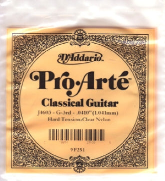 D Addario Pro Arte - Hard Tension Clear Nylon Single String for Classical Guitar (G-3rd 1.041mm) | J4703 Supply