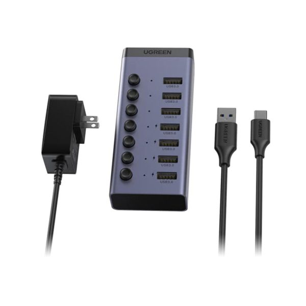 UGREEN 7 Port USB 3.0 Hub with 4 Fast Charge Slots Individual Toggle Switches and 5Gbps Data Transfer Speeds (12V Power Adapter Included) | 90305 on Sale