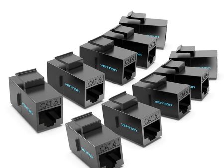 Vention CAT6 UTP Keystone Jack Ethernet LAN Cable Coupler (Pack of 10) for Home and Office Networking (Black) | IPG-10 Fashion