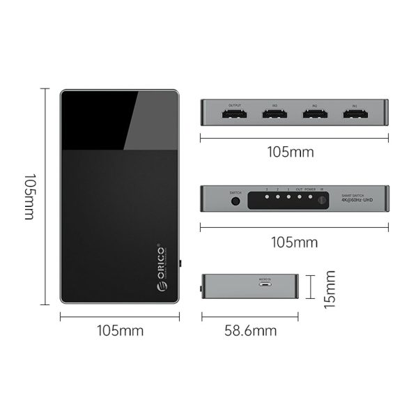 [CLEARANCE] ORICO (3-in-1, 4-in-1, 5-in-1) 4K 60Hz Ultra HD HDMI Matrix Video Compatible Switch Splitter w  Micro USB Power Supply Output Port, IR Remote Control for PC, TV, Monitor, Projector, Gaming Console, DVD Player, PS4, Xbox Sale