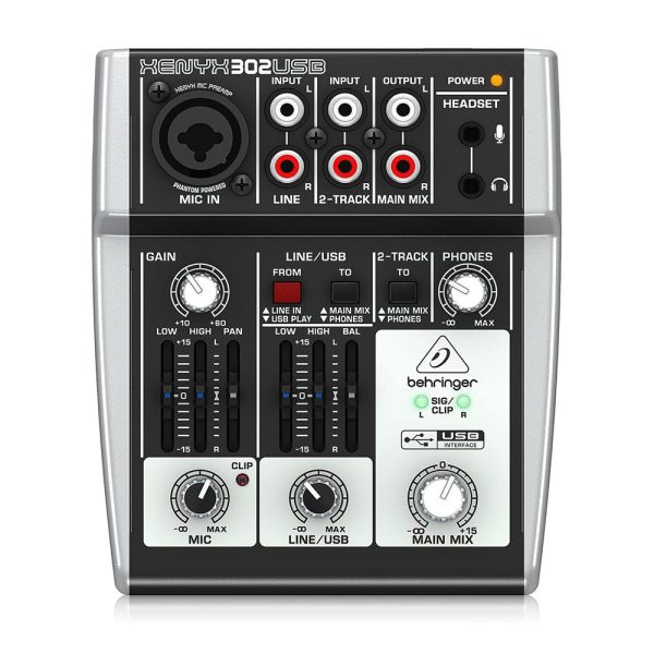 Behringer XENYX 302USB Premium 5-Input Channel Mixer Ultra-Low Noise with XENYX Mic Preamp and USB 2.0   Audio Interface 15V with 2-Band British-Style EQ, XLR TRS Combo Jack, RCA & 3.5mm Outputs Hot on Sale