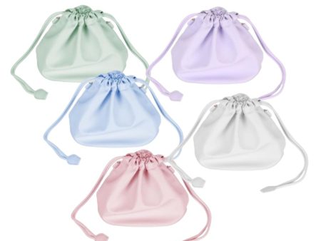 [CLEARANCE] Pikxi Elegant Universal Drawstring Leather Carrying Pouch Bag with Brass Chainlink Strap, and Water Resistant Lining - Bright Pink, Clay White, Lilac Purple, Mint Green, Pastel Blue For Cheap