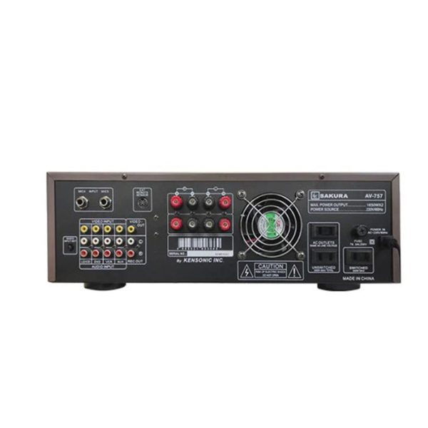 Sakura AV-757 1650W 2-Channel Digital Karaoke Mixing Amplifier with Pitch Control, Digital Echo Delay and Repeat Control, FM Tuner, 5 Microphone Inputs and Built-In 4  Fan Hot on Sale