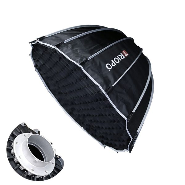 Triopo GP90 (90cm) Folding Parabolic Softbox with Bowens Mount Ring, Honeycomb Grid, Removable Front Diffuser, Reflective Silver Interior for Godox Nanlite Aputure Studio Light - Photography Lighting & Equipment For Cheap