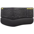 Delux GM902PRO A Wireless Bluetooth Ergonomic Split Keyboard 2.4G Rechargeable with Leather Palm Rest, 101 US Layout Keys, USB Nano Receiver, White Backlight, 5 Outstanding Yellow Keys, 1.5m Type C Cable for Windows and macOS on Sale