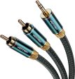 [CLEARANCE] Vention (1m -10m) 3.5mm Male to 2RCA Male Audio Extension Cable Cotton Braided Green Copper Type Gold-Plated High Frequency and Tight Bass Sound for Smartphones, Laptop, Speaker, Amplifier | BCSGF BCSGG BCSGH BCSGI For Cheap