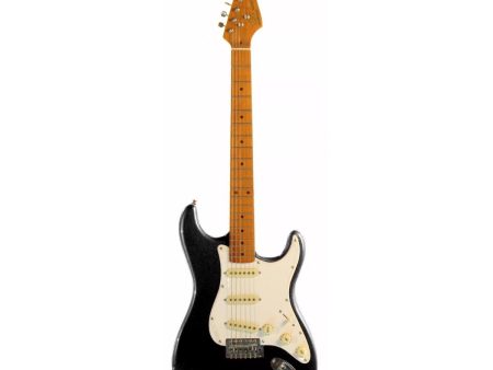 SX FST57+ 6-String Electric Guitar Vintage Style Stratocaster with 21 Frets, SSS Pickup, 3-Way Switching, Glossy Finish (Black) Online now