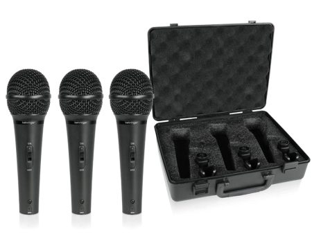 Behringer Ultravoice XM1800S (Set of 3) Dynamic Cardioid Vocal & Instrument Microphones with Integrated Spherical Wind & Pop Noise Filter, On Off Switch, Super-cardioid Polar Pattern, 80Hz to 15kHz Frequency Response, XLR Connector on Sale