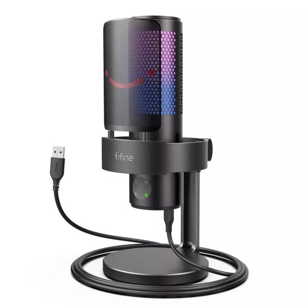 Fifine A9 RGB Omnidirectional Condenser Microphone with Built-In Volume Controls and Pick Up Pattern Switch for Voice Recording, Streaming, and Broadcast Hot on Sale