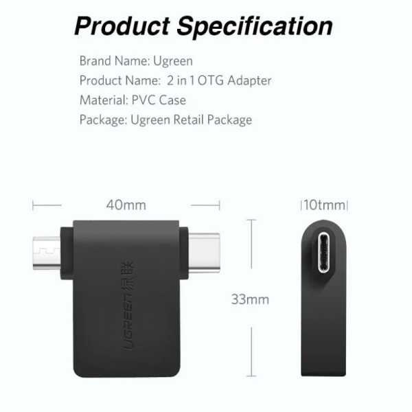 UGREEN 2-in-1 Micro USB + Type C to USB 3.0 A Female Adapter for MacBook, iMac, Mobile Phone, Tablet, Laptop, PC, Desktop Computer, etc. | 30453 For Cheap