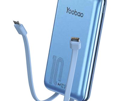 Yoobao LC3 10000mAh Powerbank PD20W Power Delivery with Built-in 22.5W Fast Charging USB Type C and Lightning Cable (Blue) Fashion