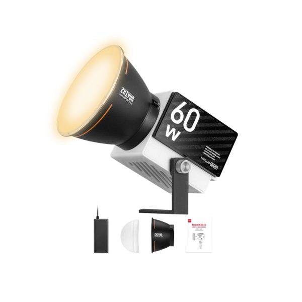 Zhiyun Molus G60 60W Portable Bi-Color LED Monolight Studio Light Kit with Reflector, 2700-6500K Adjustable Color Temperature, Bluetooth Mobile Phone App & On-board Control for Camera Photography & Videography Supply