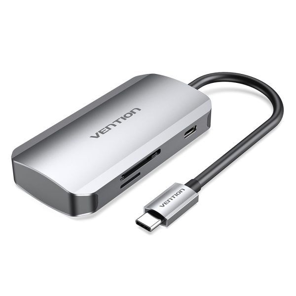 Vention 6 in 1 USB Type C Hub with 5Gbps USB 3.0 Ports, SD   microSD Card Reader, & Fast Charging USB-C Power Delivery Adapter Dock | TNHHB For Sale