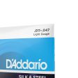 D Addario Silk and Steel Folk Light Gauge Acoustic Guitar Strings Set with Low Tension & Silver-Plated Windings (.011-.047) | EJ40 For Cheap