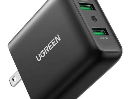 UGREEN 36W USB 3.0 2-Port Dual Wall Quick Charger Adapter for Laptop, Tablet, Phone | 70151 Hot on Sale