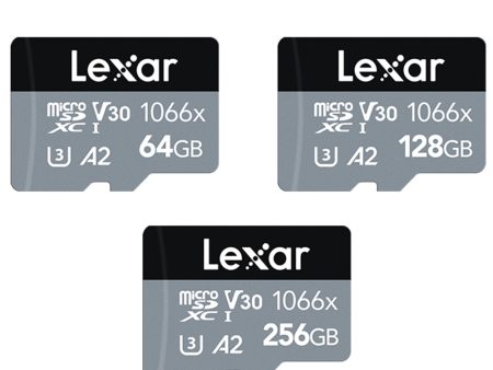 Lexar Professional 256GB 128GB 64GB Silver Series 1066x MicroSDXC UHS-I V30 A2 U3 Class 10 Micro SD Card with 4K UHD Video Recording, Max 160MB s Read with MicroSD Card Adapter for Cameras and Android Devices For Sale