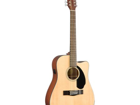 Fender CD-60SCE Dreadnought 20 Frets 12 Strings Acoustic Electric Guitar with Cutaway, Built-In Fishman CD Pickup, Walnut Fingerboard for Musicians, Beginner Players (Natural) Online now